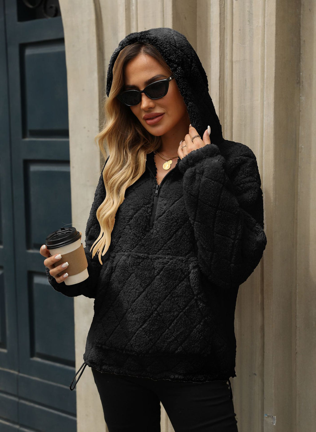 Léa Velvety Ultra Plush Quilted Hoodie
