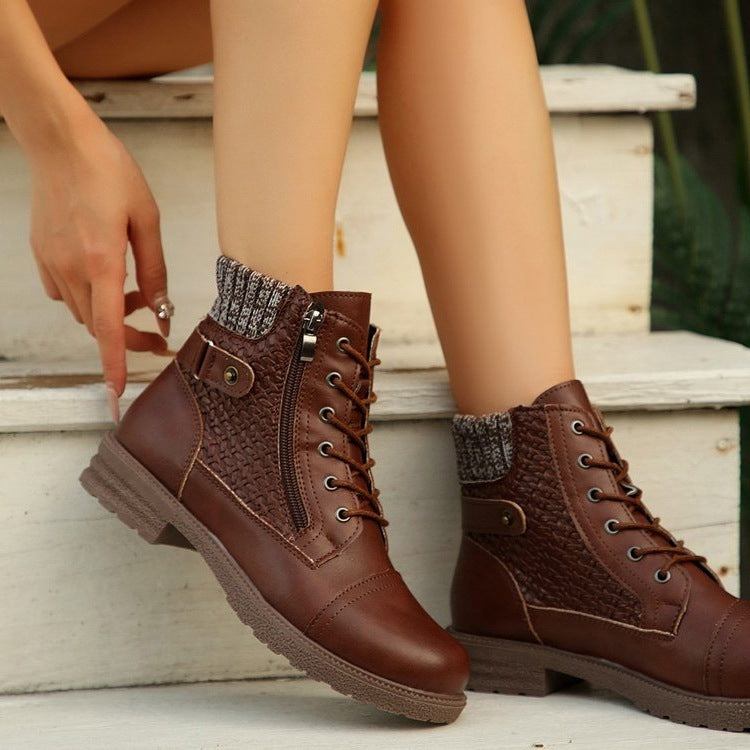 Élise Cozy Knit Collar Zip-Up Boots