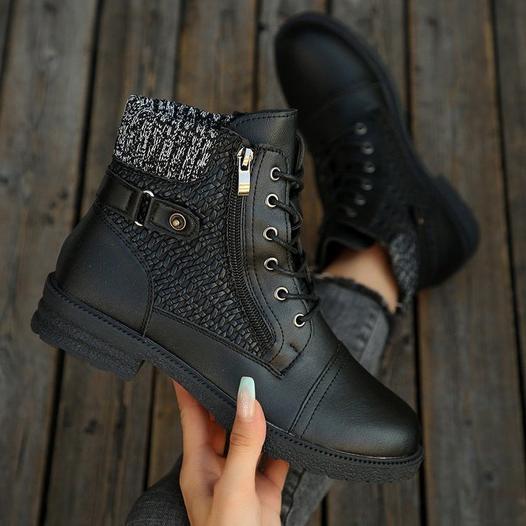 Élise Cozy Knit Collar Zip-Up Boots