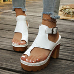 Élise Roman Buckle Chunky High Heel Sandals