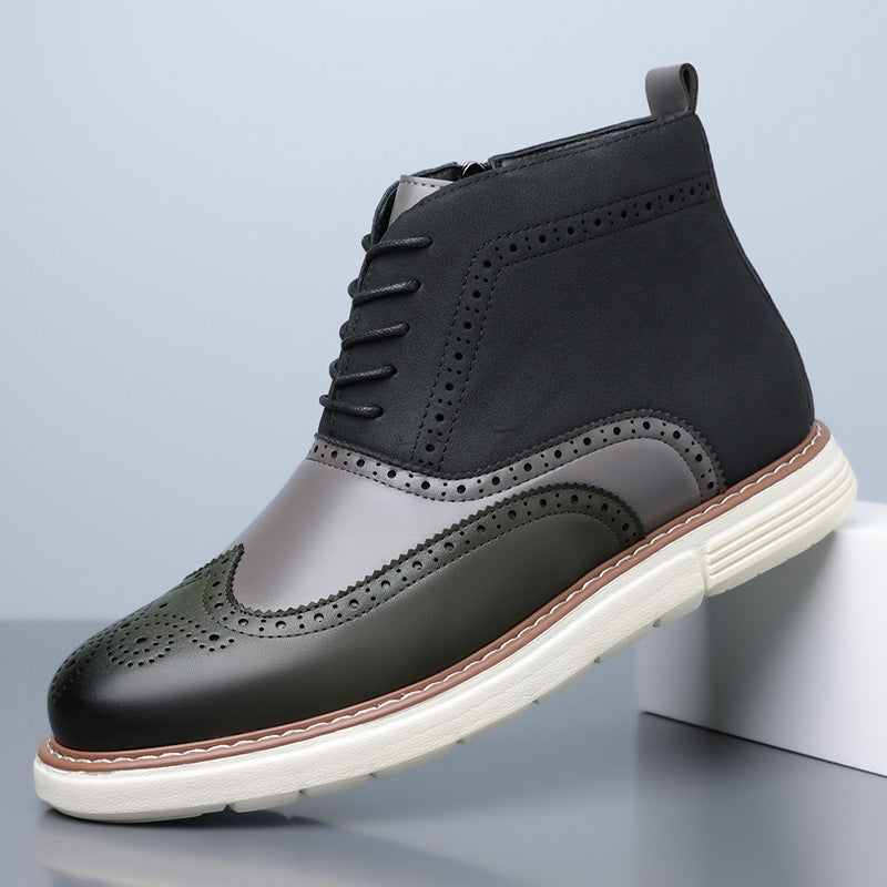 Stanton High-Top Brogue Side-Zip Dress Sneaker