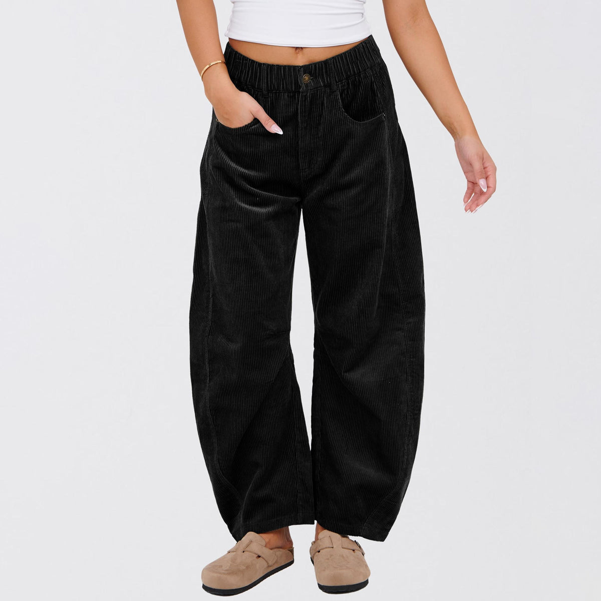 Léa Ribbed Corduroy Wide Leg Pants