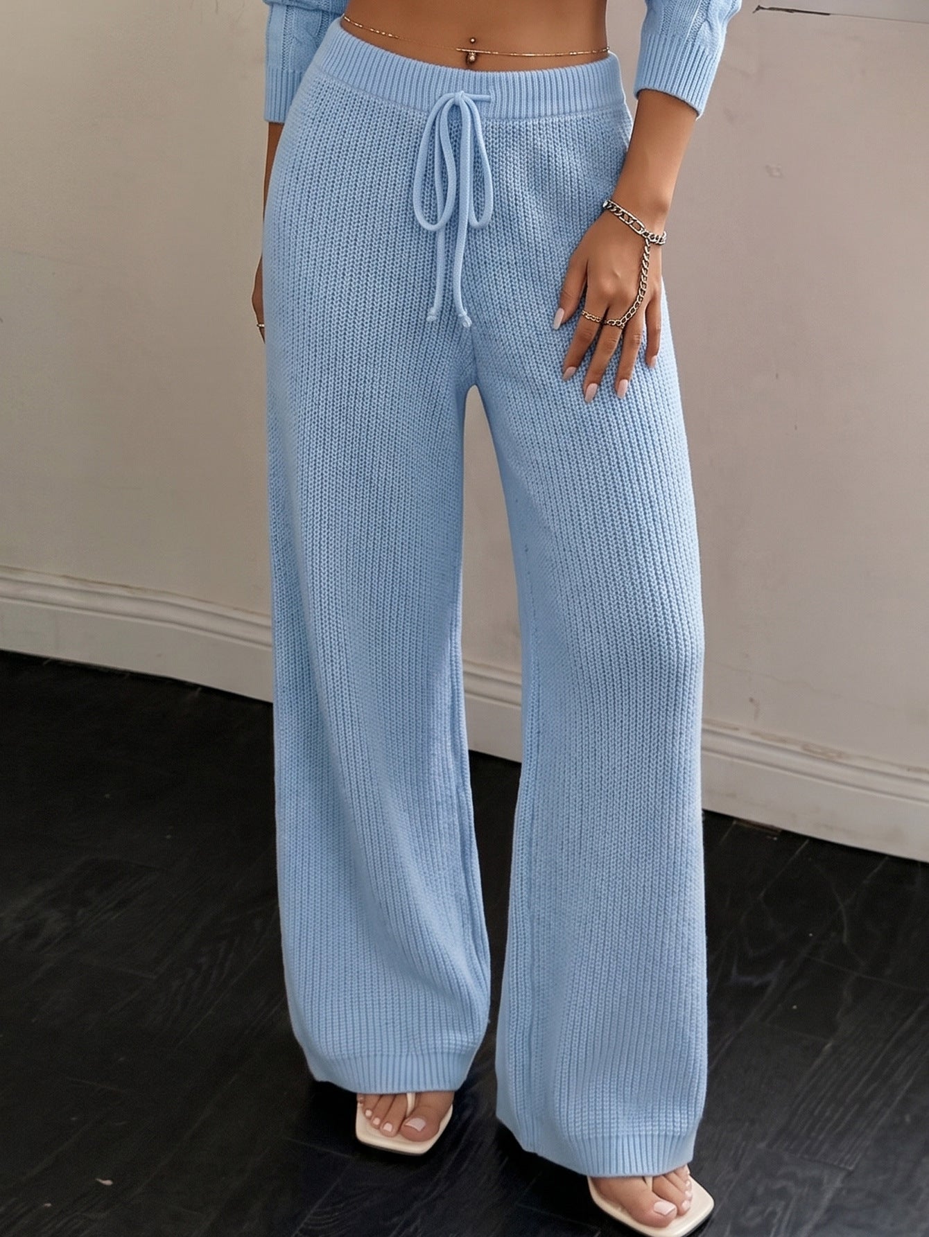 Léa Soft Knit Ribbed Drawstring Loungewear Pants