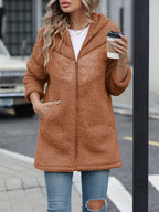 Léa Women's Plush Mid-Length Hooded Jacket