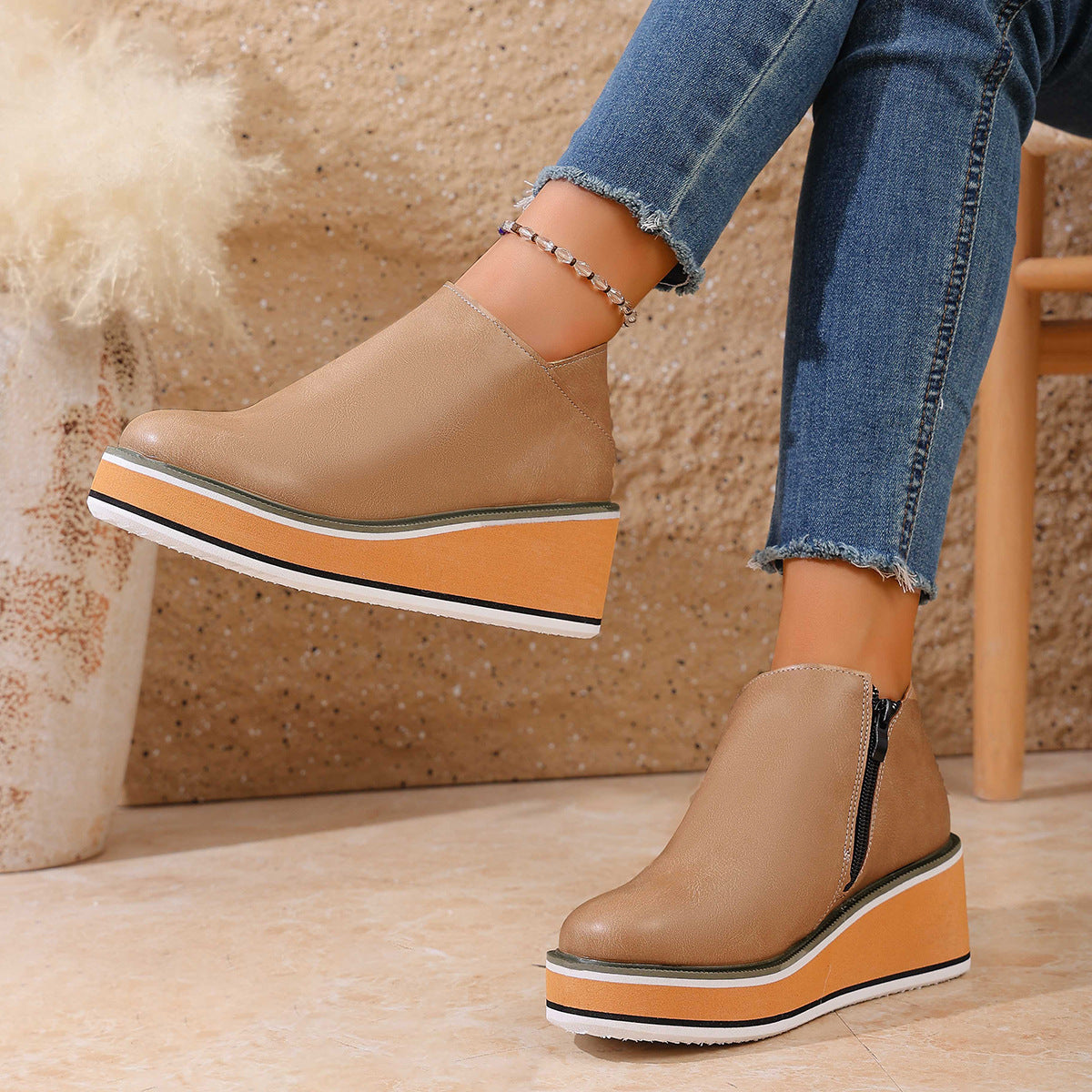 Alessia Winter Platform Side Zipper Booties