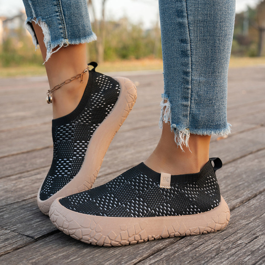 Élise Checkered Knitted Comfortable Orthopedic Walking Shoes