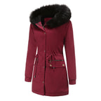 Léa Faux Fur Hooded Cinched Waist Parka