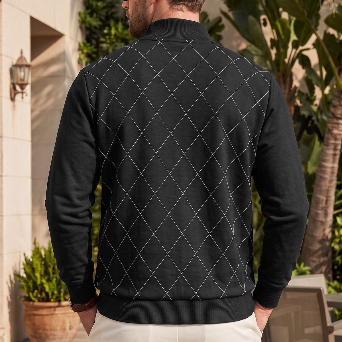 Blake Holloway Diamond Knit Mock Neck Pullover