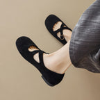Élise Retro Cross-Strap Mary Jane Ballet Flats