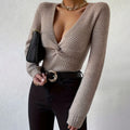 Penelope Chic Twist-Front V-Neck Sweater