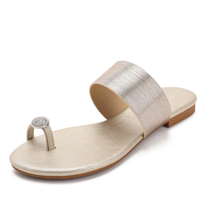 Élise Rhinestone Beach Flat Sandals