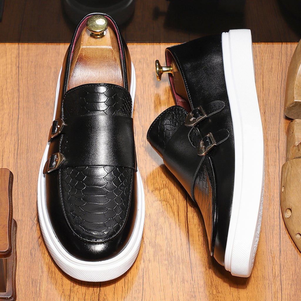 Veridian Croc-Embossed Hybrid Monk Strap Loafer