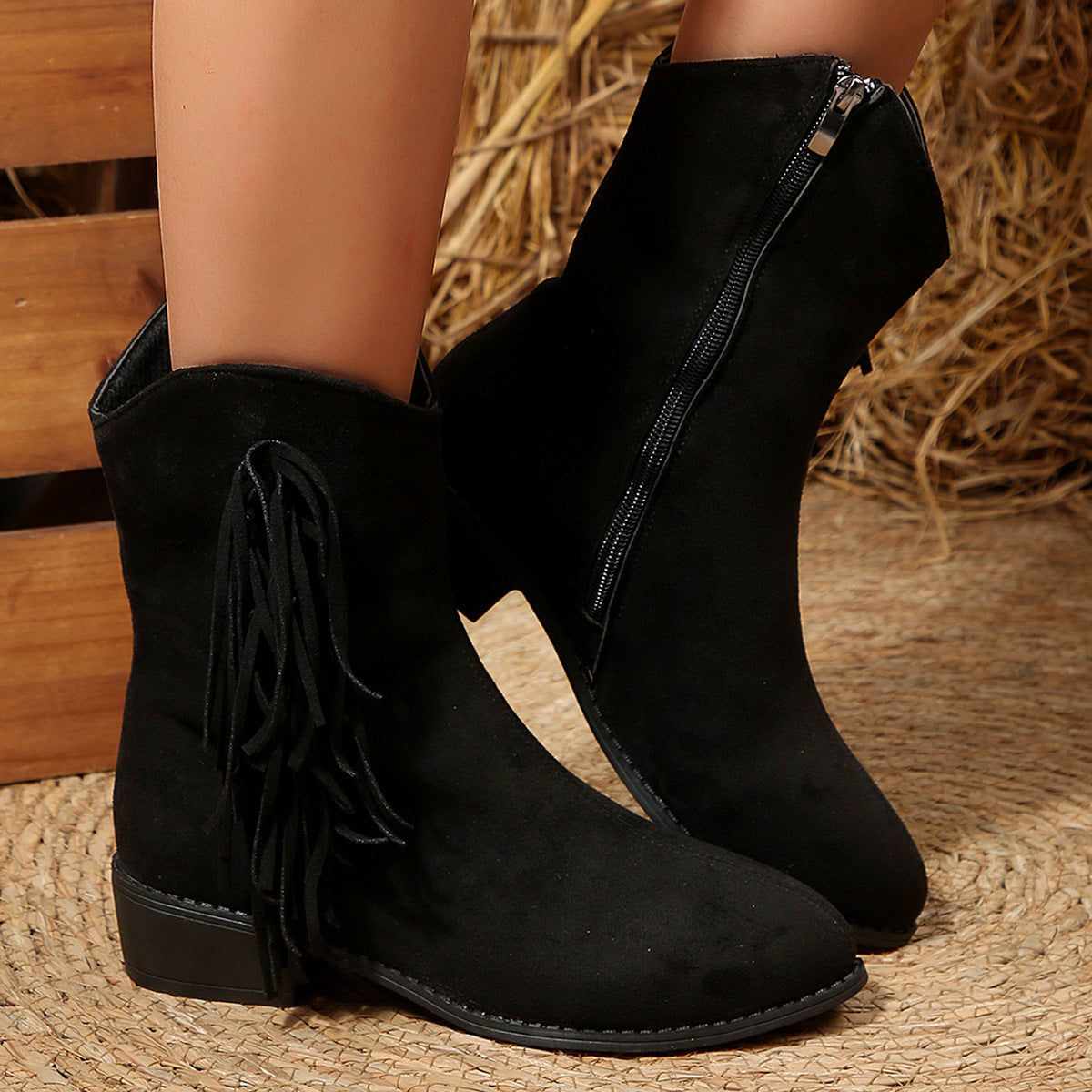 Abigail Western Tassel Ankle Boots