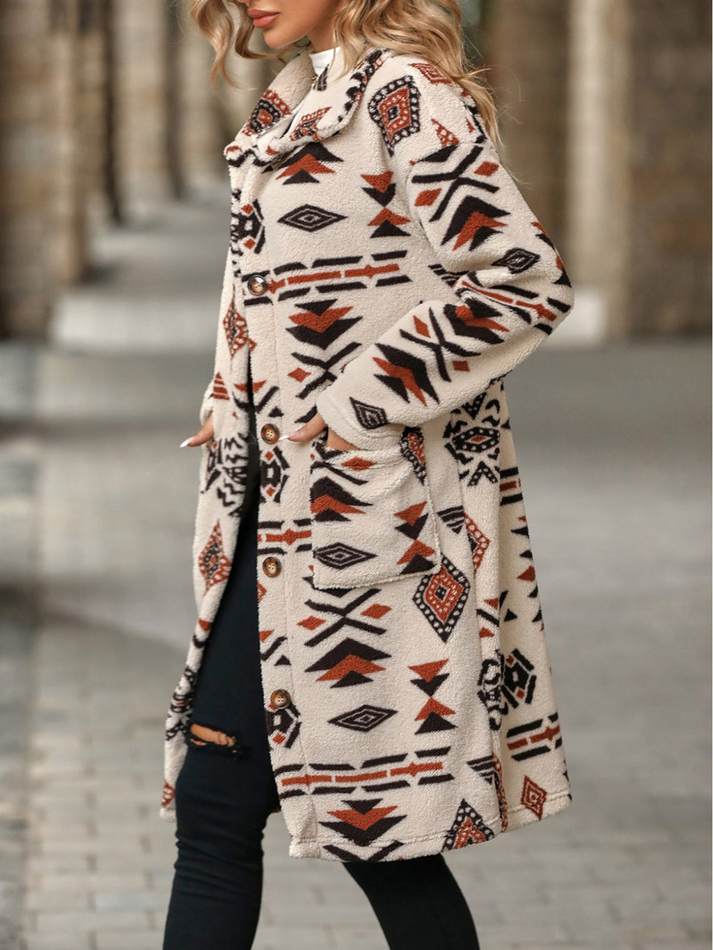 Léa Women's Long Winter Boho Indigenous Coat