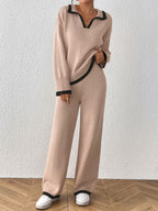 Léa Contrast Long Sleeve Loungewear Set