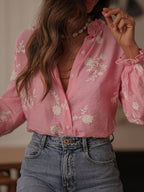 Léa Chic Floral Open Shirt Blouse