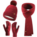Léa Cable Knit Pom Beanie Scarf Set