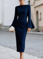 Penelope Flared Sleeve Midi Sheath Dress