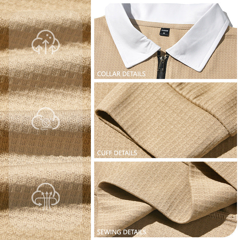 Clifford Waffle Knit Quarter-Zip Polo
