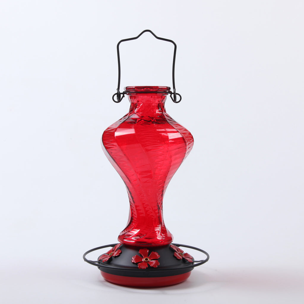 EdenCraft Artisan Twisted Glass Hummingbird Feeder