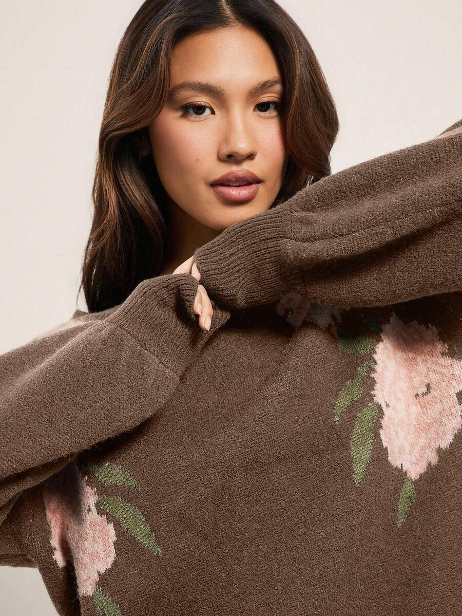 Léa Floral Knit Pullover Sweater