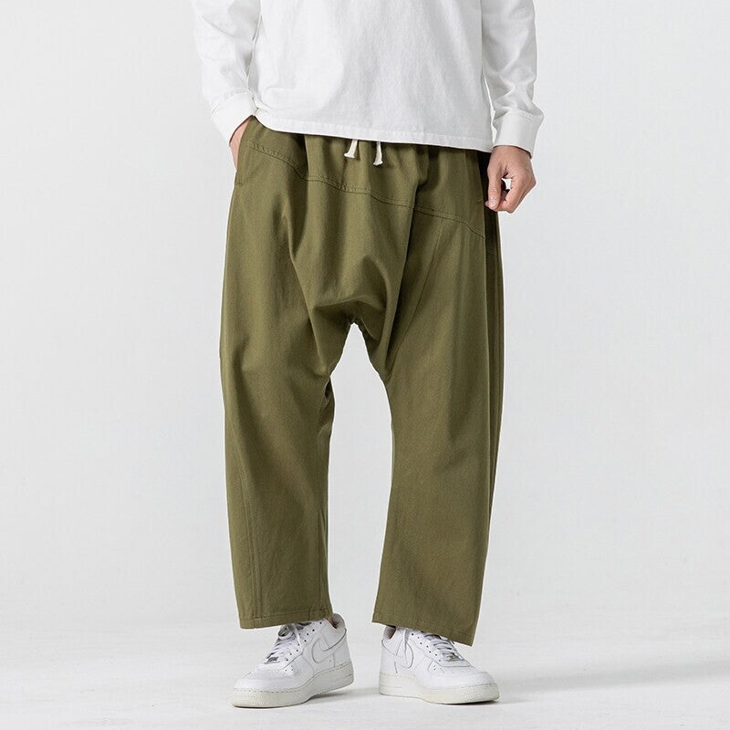 Urban Theory Baggy Drop-Crotch Cotton-Blend Pants