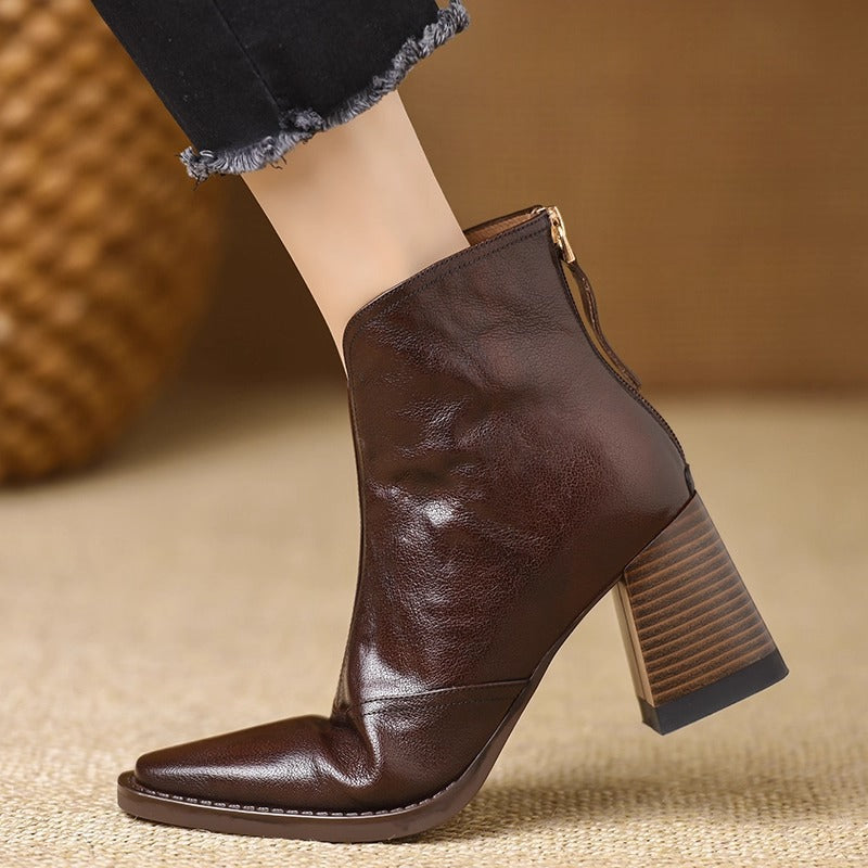 Élise Vintage Vegan Leather High-Heel Booties