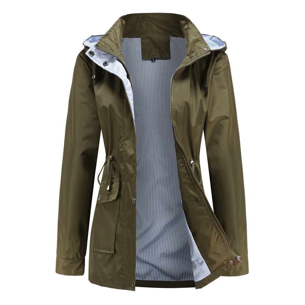 Léa Cinched Detachable Hood Windbreaker