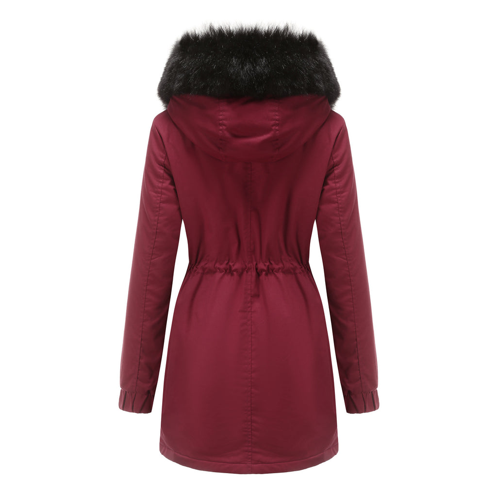 Léa Faux Fur Hooded Cinched Waist Parka