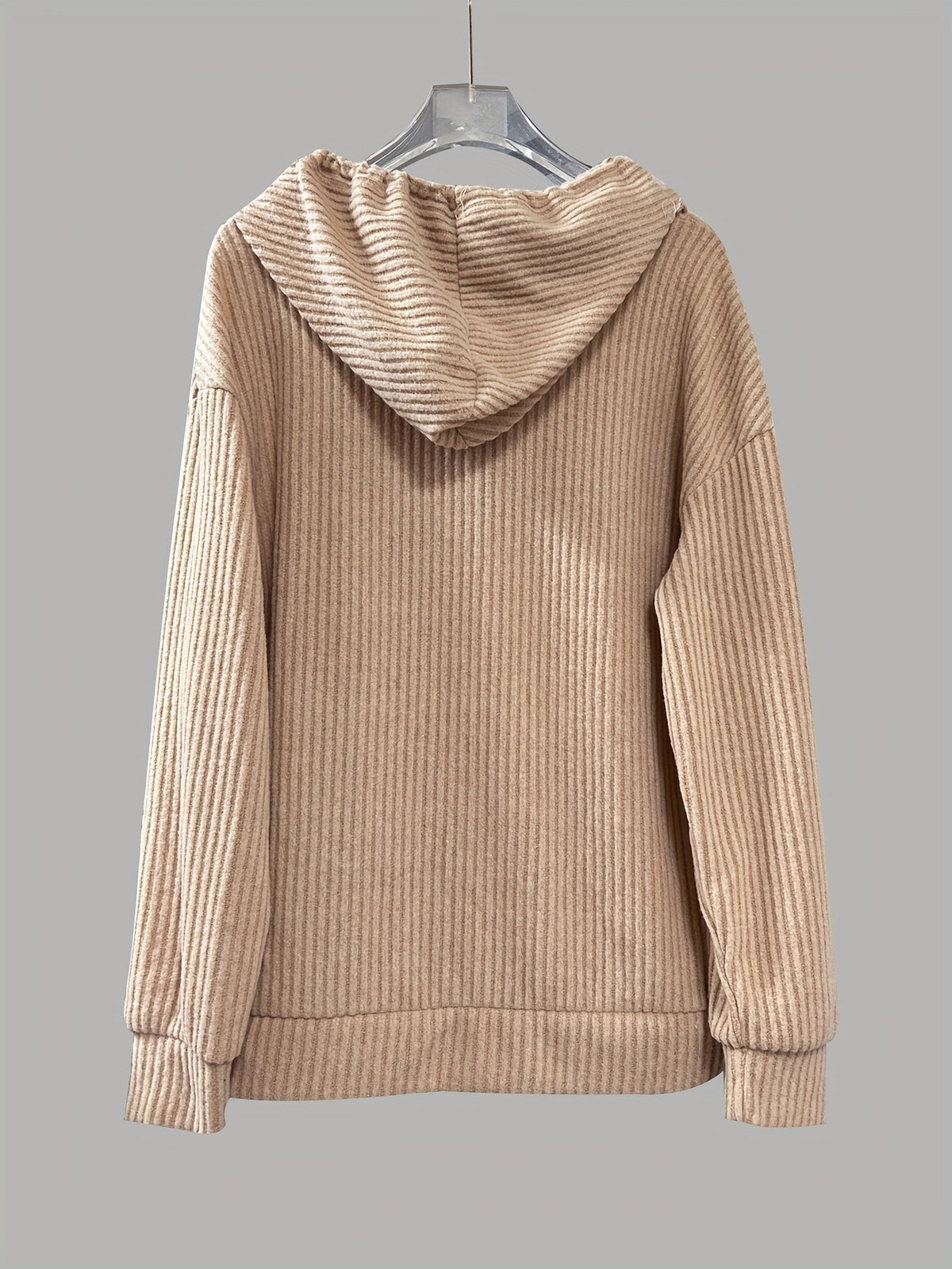 Avéra Ribbed Knit Button Placket Hoodie