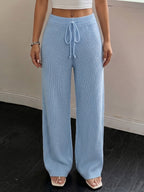 Léa Soft Knit Ribbed Drawstring Loungewear Pants