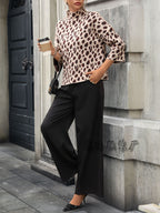 Léa Savannah Leopard Mid Collar Long Sleeve