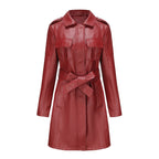 Léa Belted Vegan Leather Mid-Length Trench Jacket