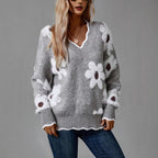 Léa Blossom V-Neck Knit Sweater