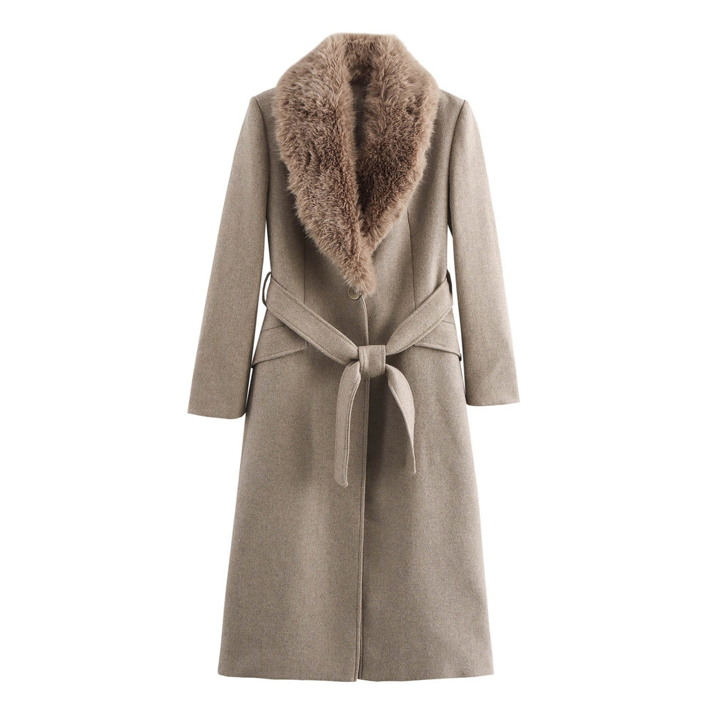 Léa Plush Faux Fur Shawl Collar Coat