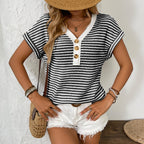 Léa Knitted V-Neck Short Sleeve Top
