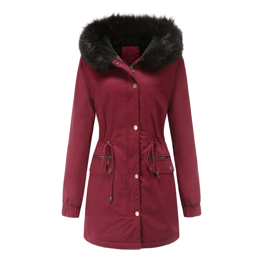 Léa Faux Fur Hooded Cinched Waist Parka