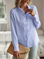 Léa Ruffled Stand Collar Blouse