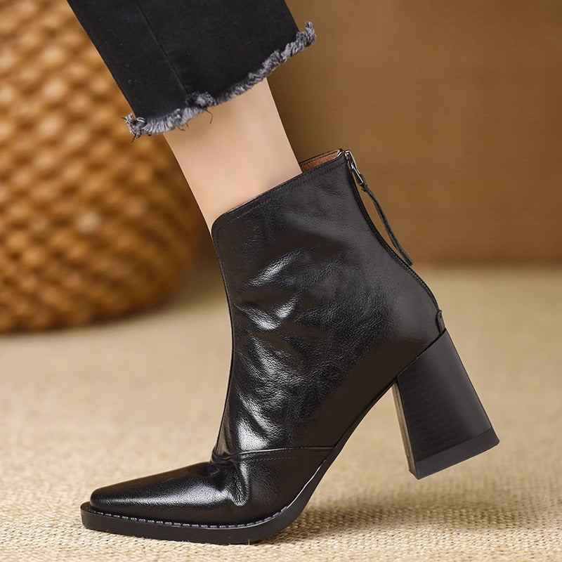 Élise Vintage Vegan Leather High-Heel Booties