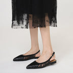 Élise Ruched Pointed-Toe Slingback Flats