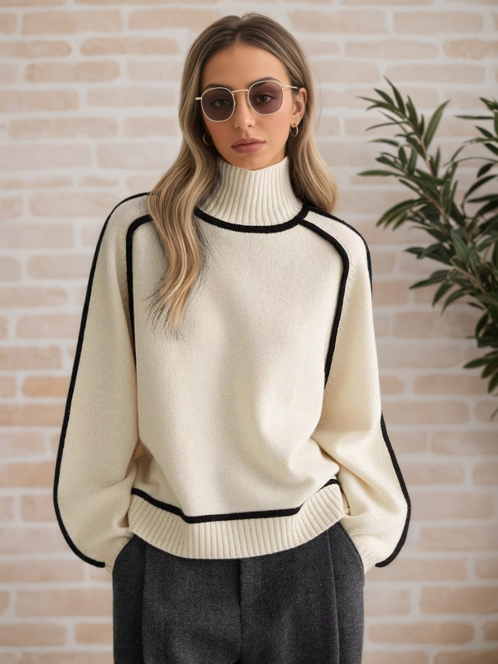 Léa Luxe Ribbed Turtleneck Pullover