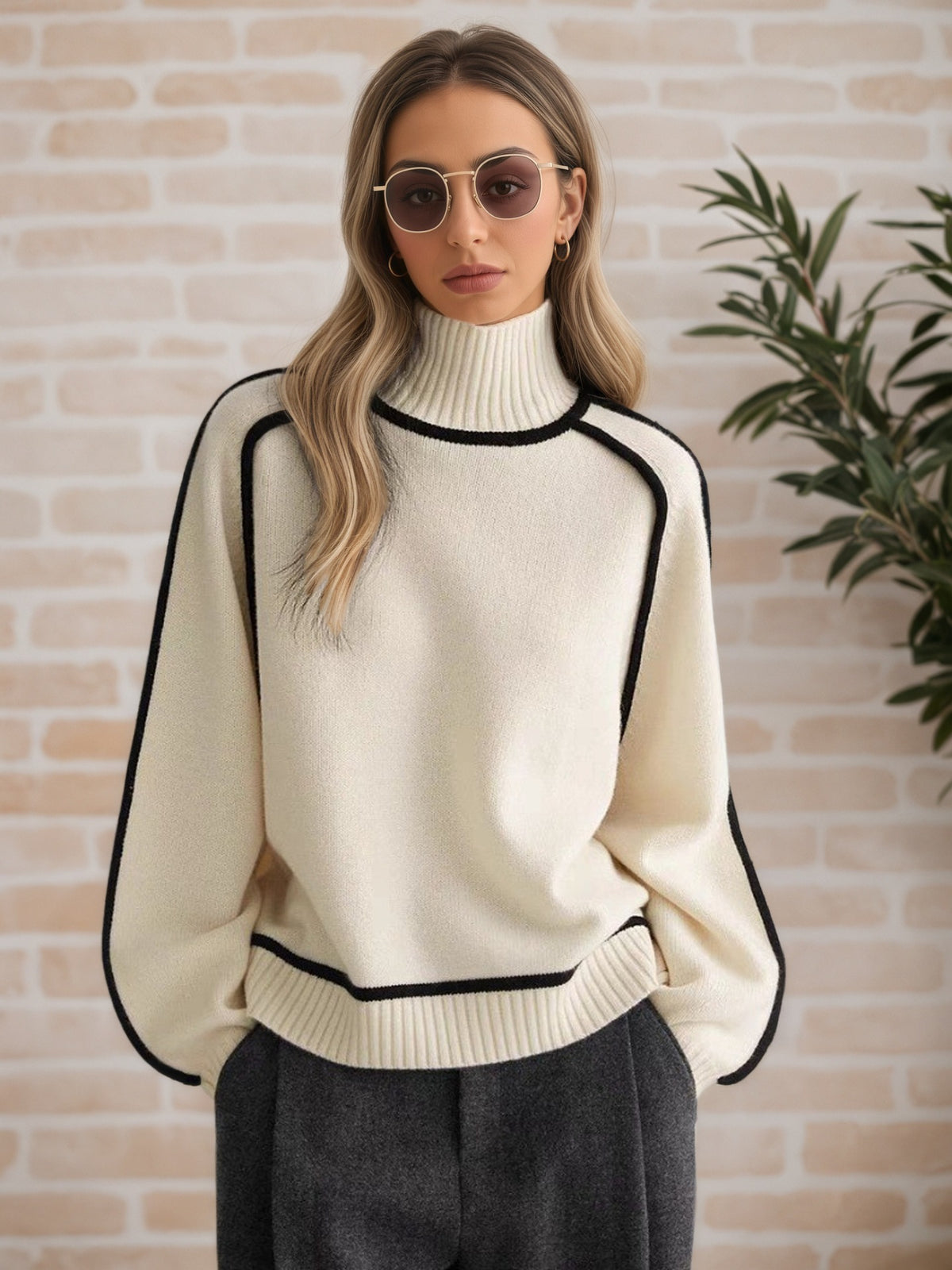 Léa Luxe Ribbed Turtleneck Pullover