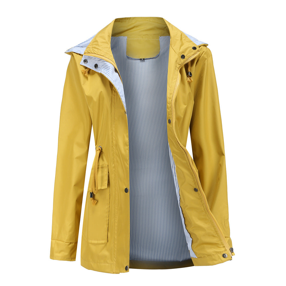Léa Cinched Detachable Hood Windbreaker