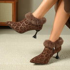 Élise Leopard Print Stiletto Ankle Boots
