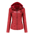 Léa Vintage Hooded Vegan Leather Moto Jacket