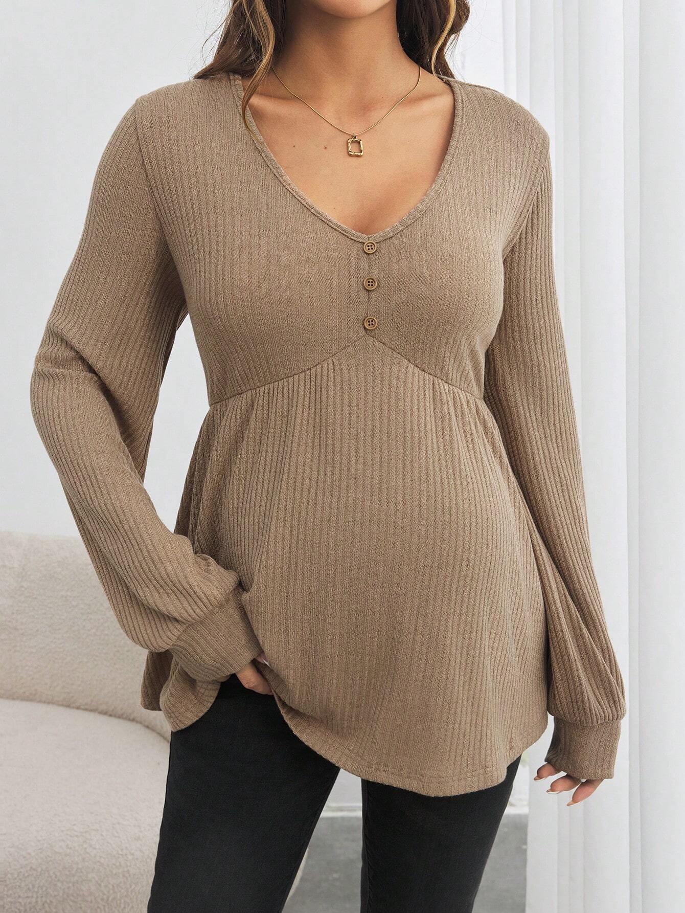 Léa Maternity Long Sleeve V-Neck Top