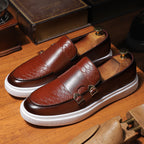 Veridian Croc-Embossed Hybrid Monk Strap Loafer