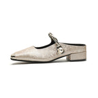 Élise Fleur-de-lis Mary Jane Embroidered Flats