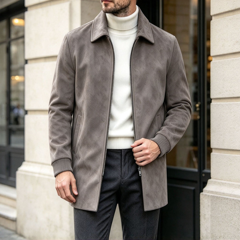 Daniel Brooks Mid-Length Zippered Suede Coat