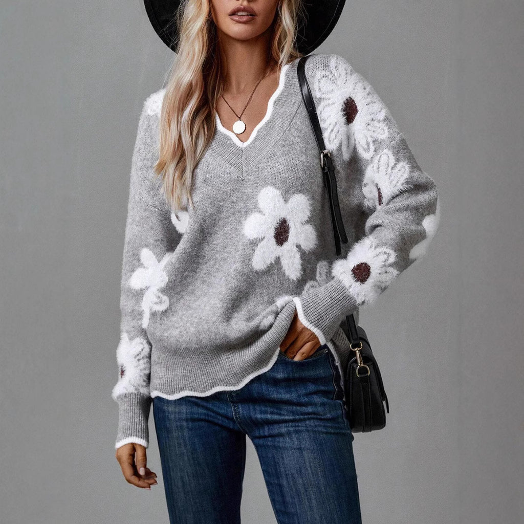 Léa Blossom V-Neck Knit Sweater